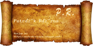 Petrák Rózsa névjegykártya